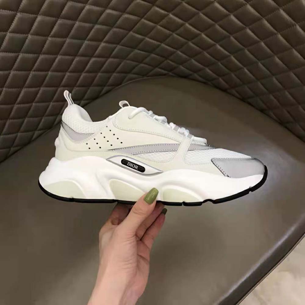 Dior Men B22 Sneaker White Technical Mesh with White and Silver-Tone Calfskin - image 7