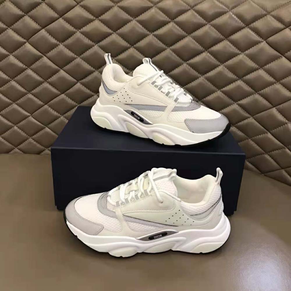 Dior Men B22 Sneaker White Technical Mesh with White and Silver-Tone Calfskin - image 5