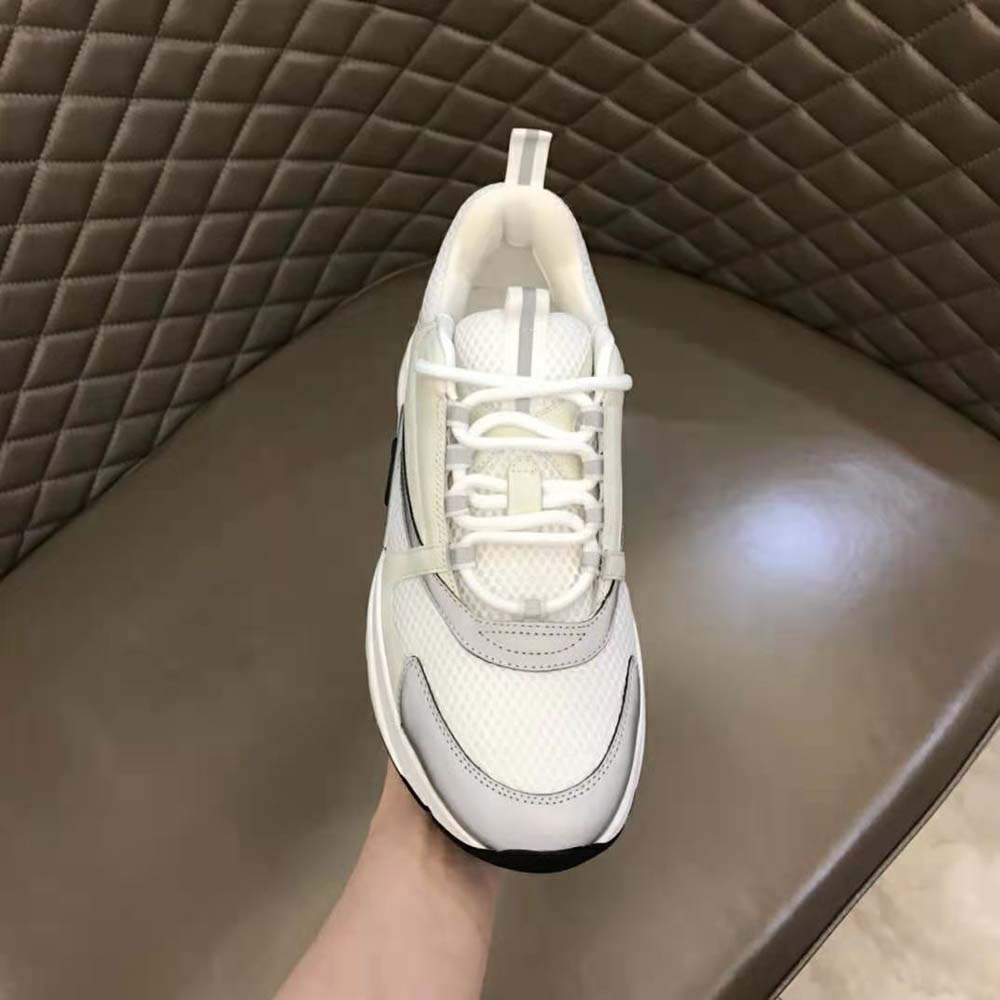 Dior Men B22 Sneaker White Technical Mesh with White and Silver-Tone Calfskin - image 9