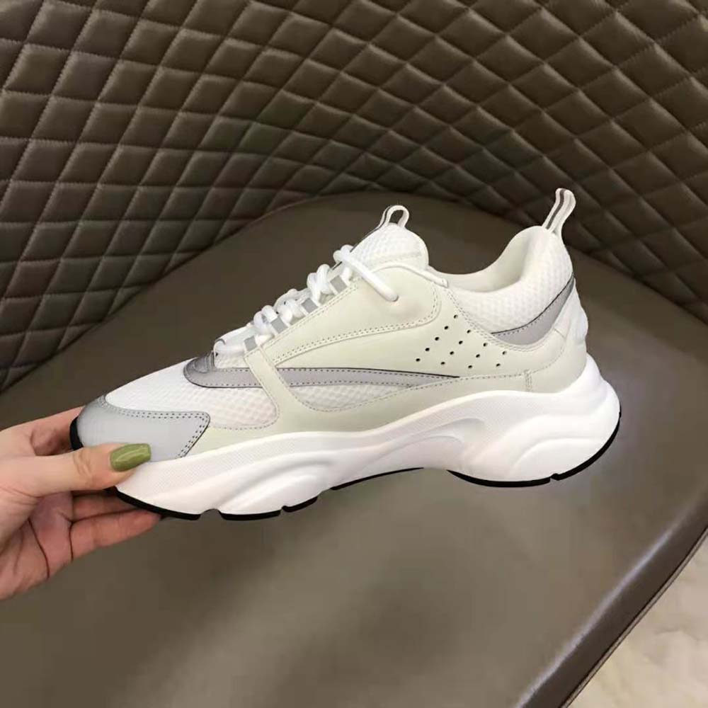 Dior Men B22 Sneaker White Technical Mesh with White and Silver-Tone Calfskin - image 8