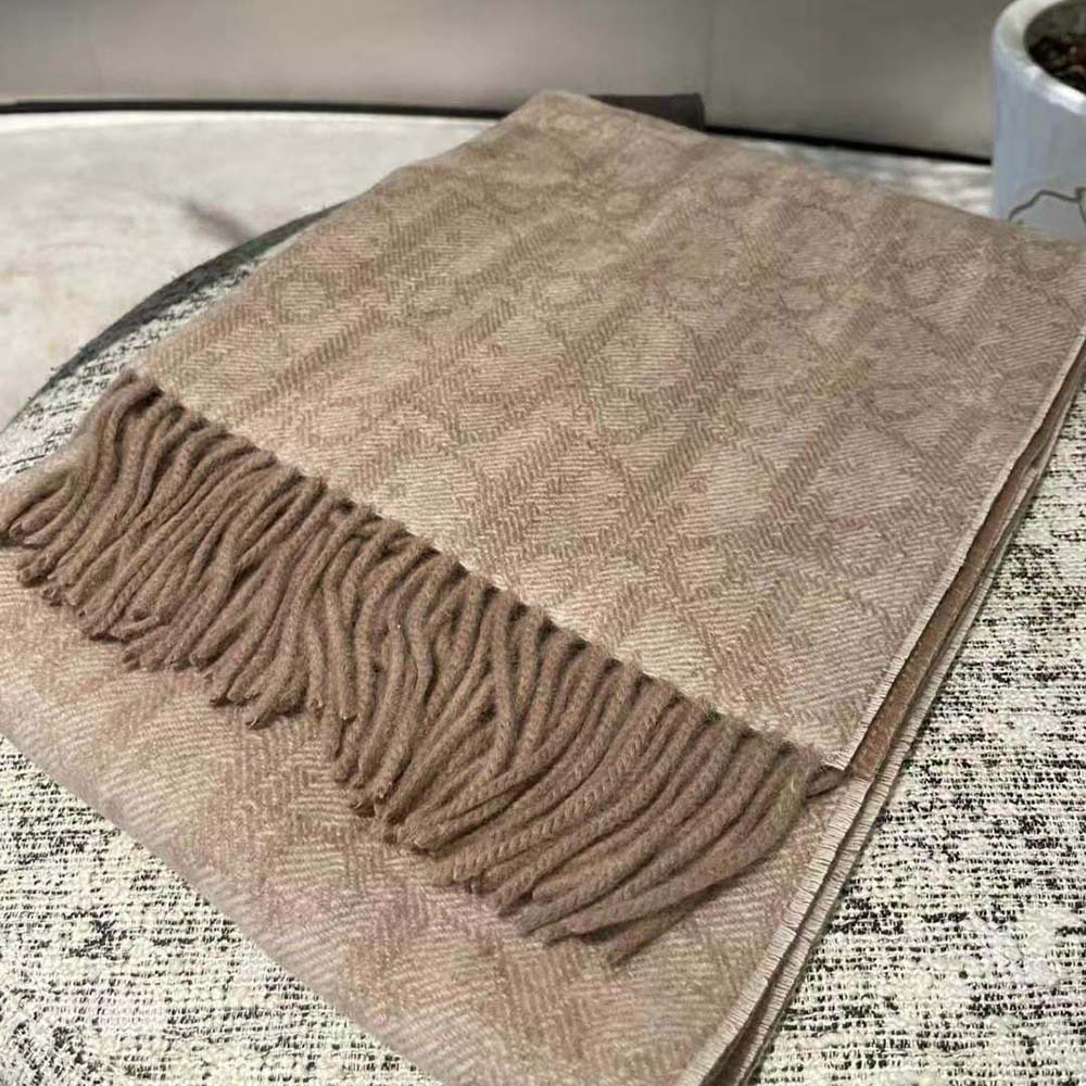 Dior Men Oblique Double-Sided Blanket Beige Cashmere and Wool - image 5