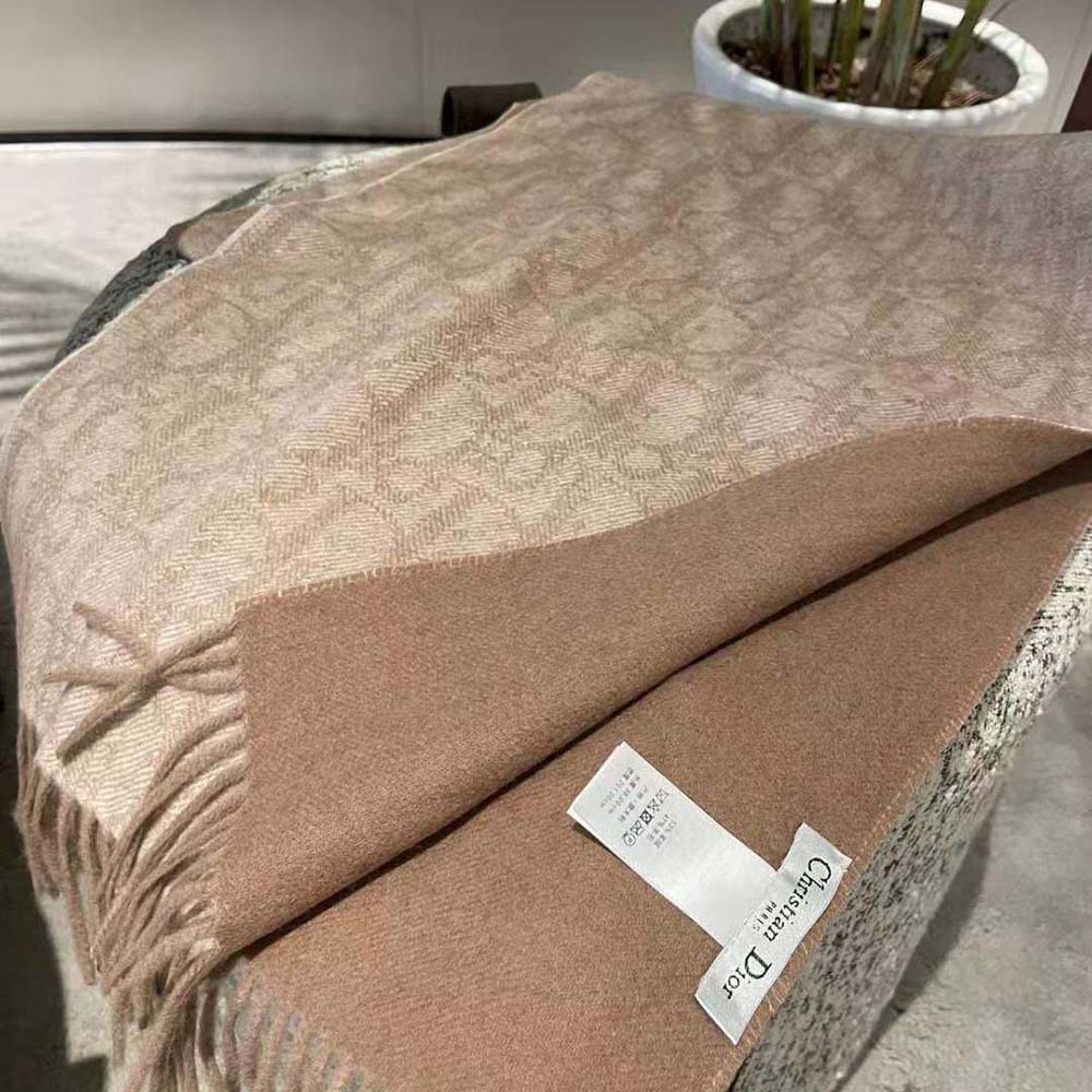 Dior Men Oblique Double-Sided Blanket Beige Cashmere and Wool - image 6