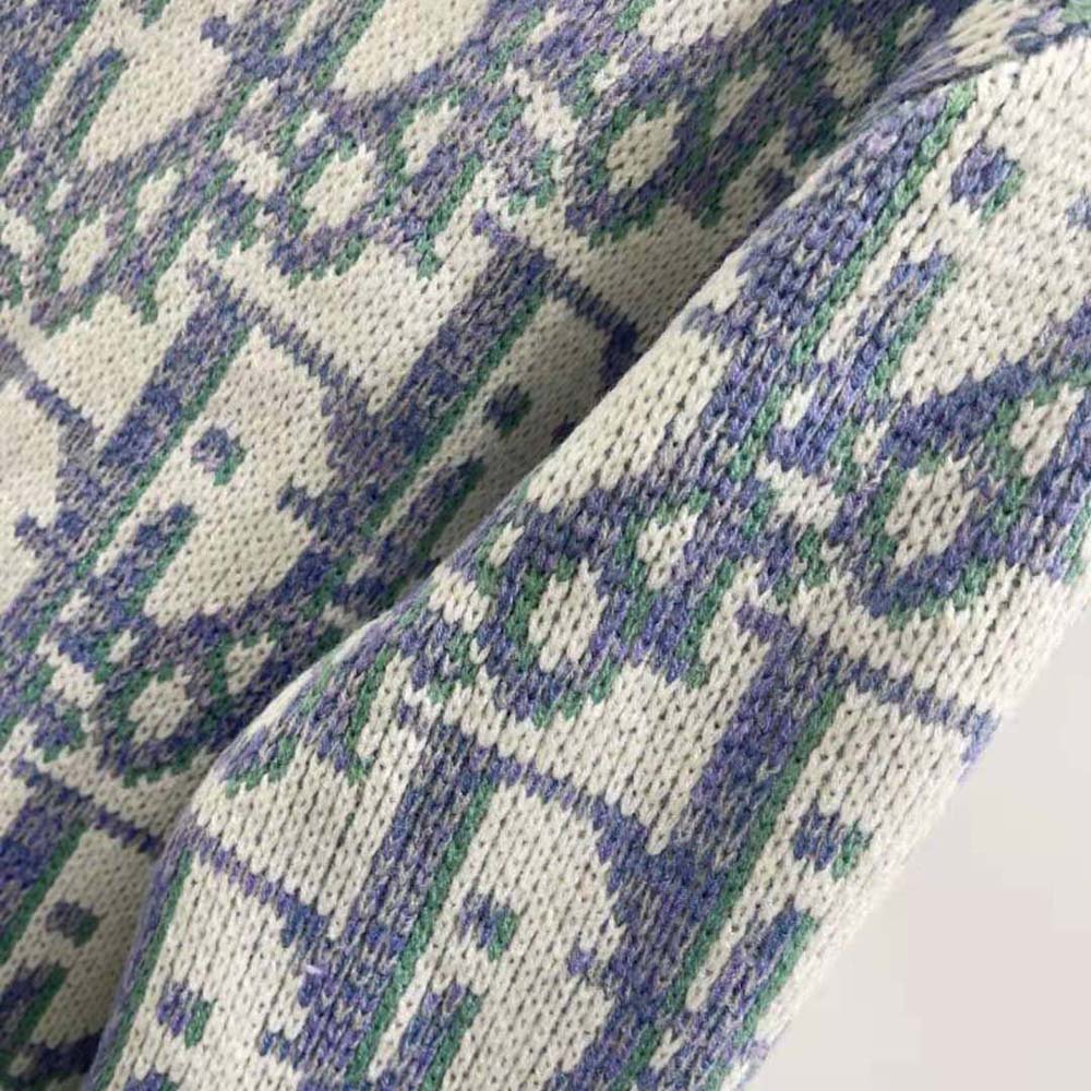 Dior Men Oblique Sweater White Mauve and Sea Green Wool Jacquard - image 5