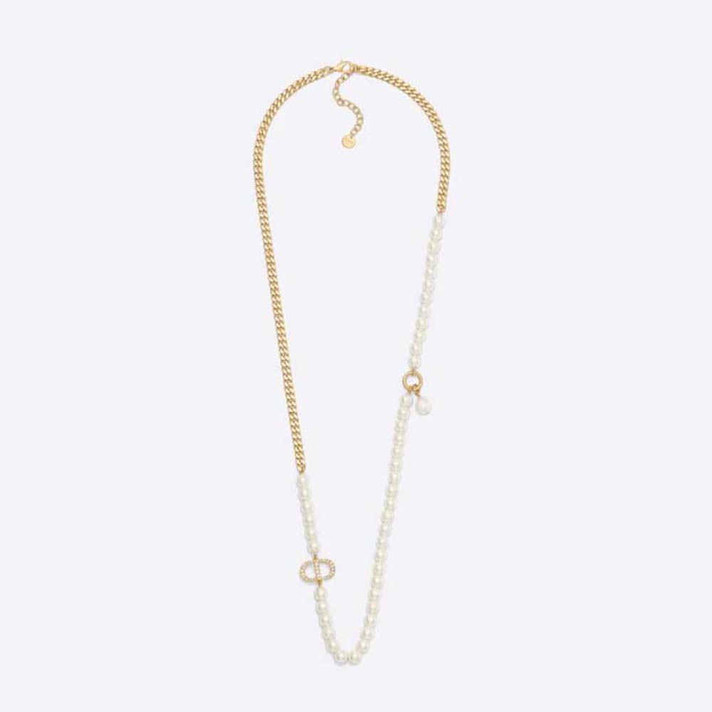 Front view of Dior Women 30 Montaigne Long Necklace gold-finish metal
