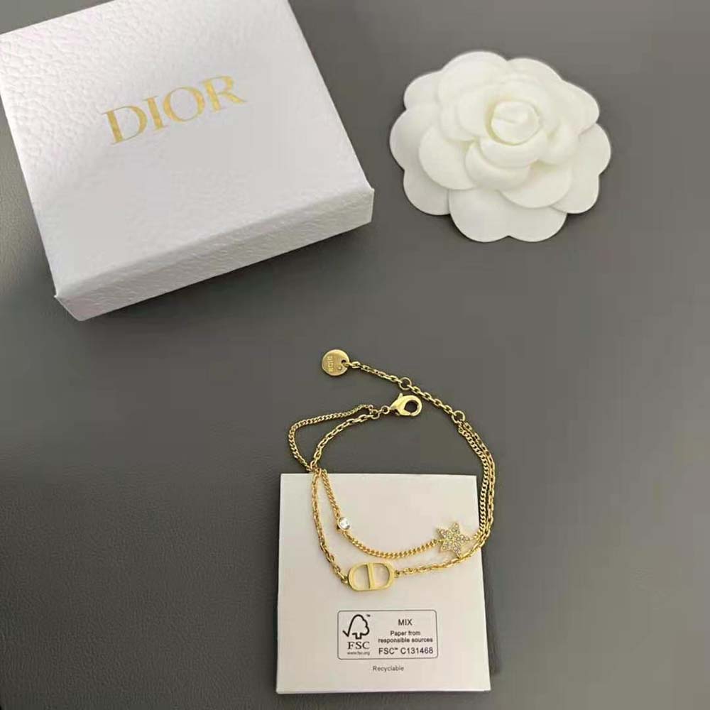 Dior Women 30 Montaigne Long Necklace Gold-Finish Metal and White Crystals - image 6