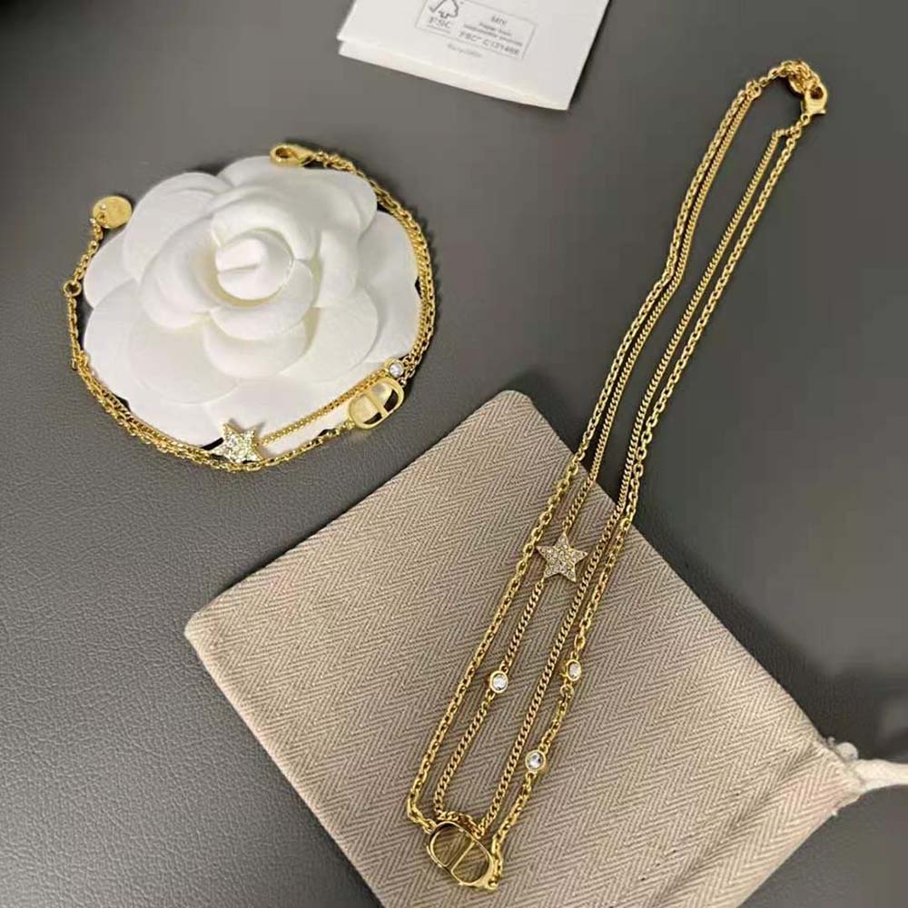 Dior Women 30 Montaigne Long Necklace Gold-Finish Metal and White Crystals - image 7