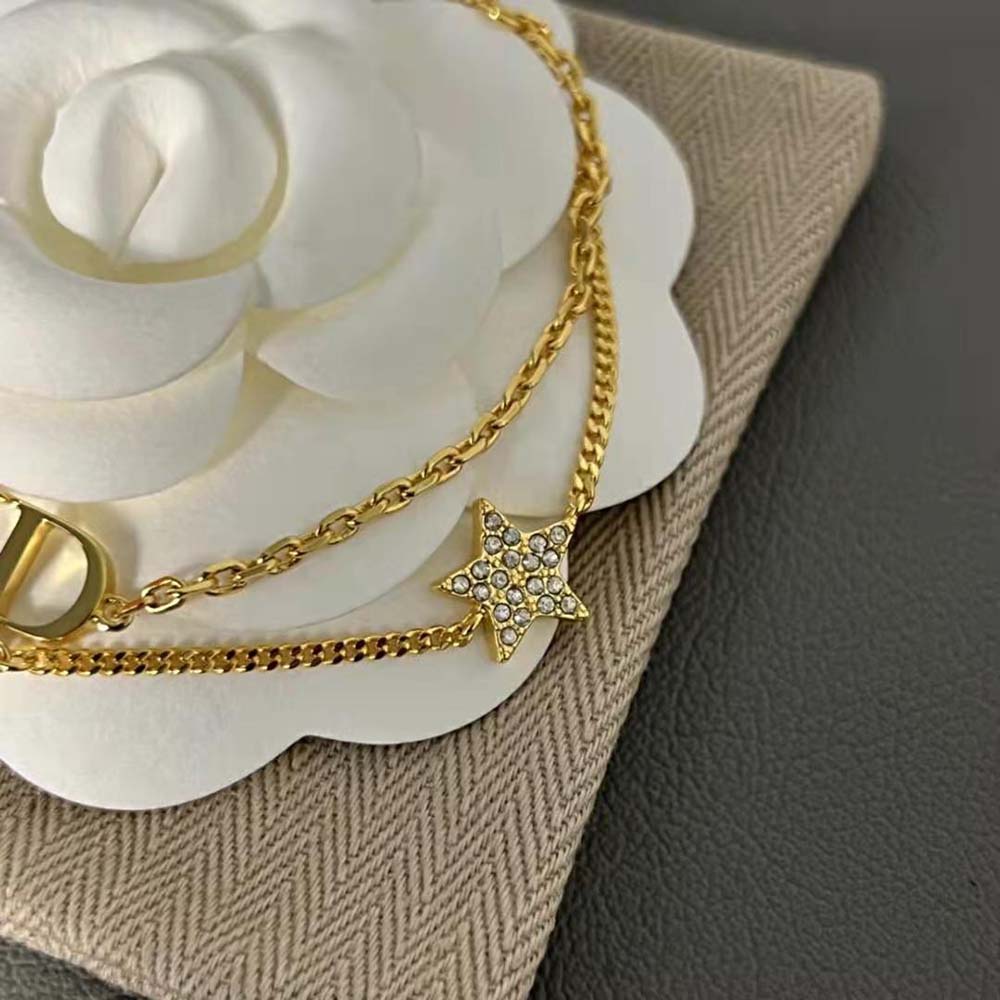 Dior Women 30 Montaigne Long Necklace Gold-Finish Metal and White Crystals - image 4