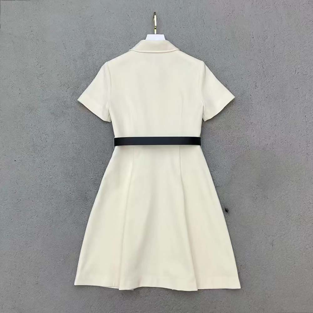 Close-up of signature belt buckle on Dior Women Belted Short Dress