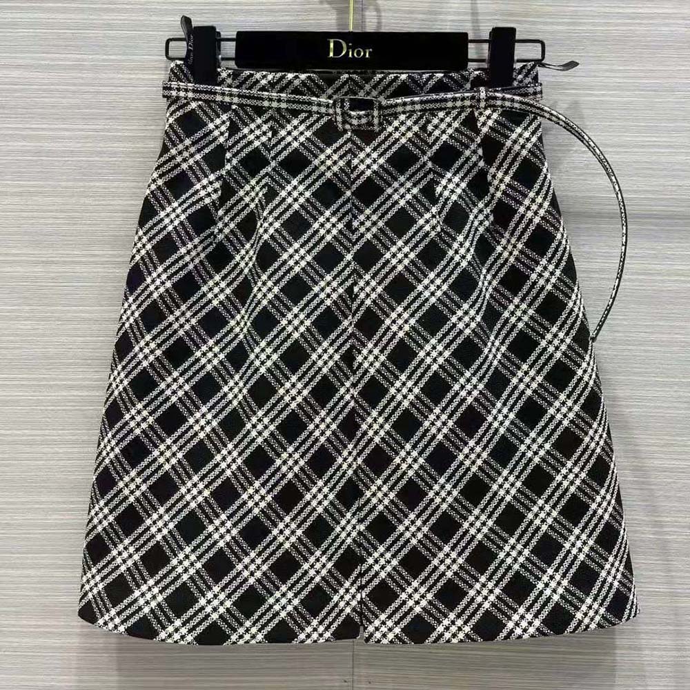 Close-up of belt and signature hardware on Dior Women Belted Short Skirt
