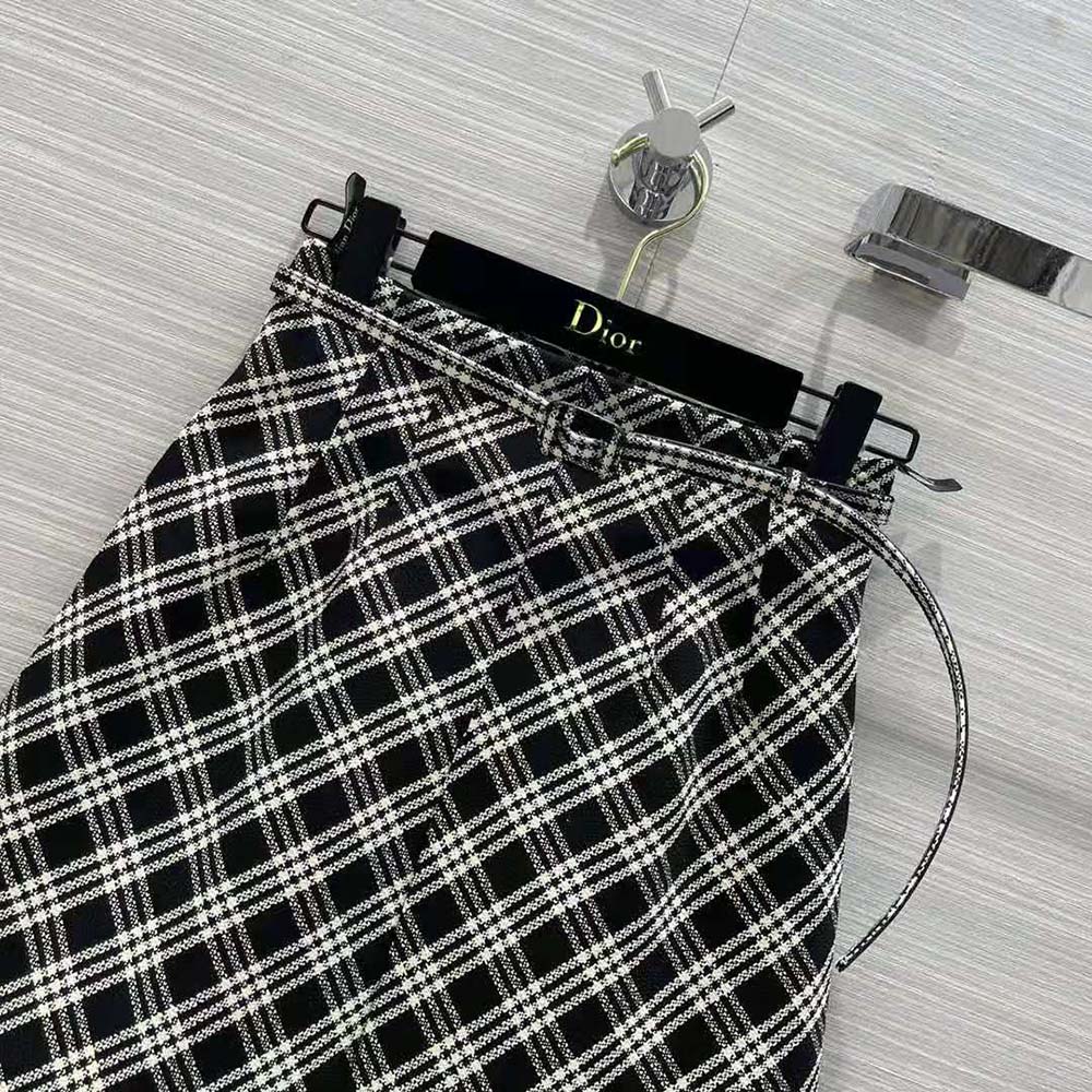 Dior Women Belted Short Skirt Black and White Check’N’Dior Virgin Wool - image 4