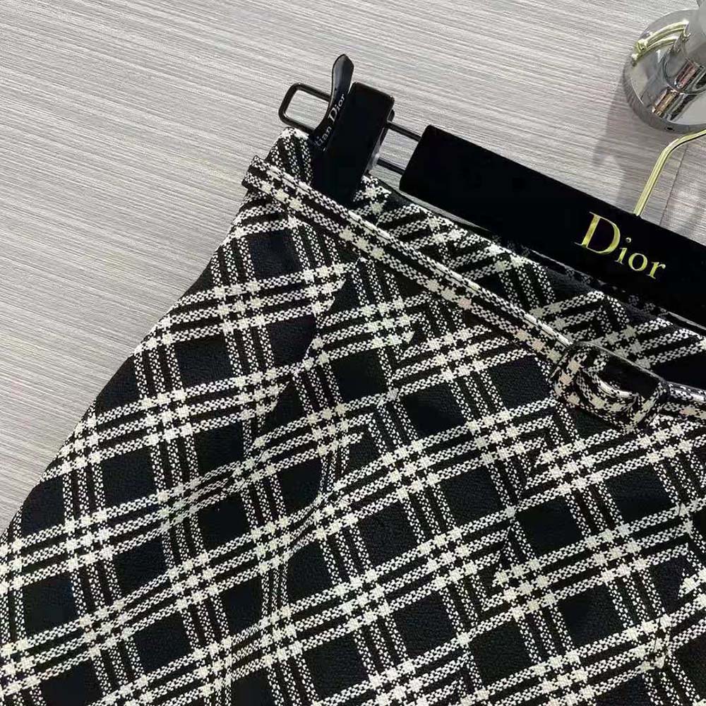 Dior Women Belted Short Skirt Black and White Check’N’Dior Virgin Wool - image 5