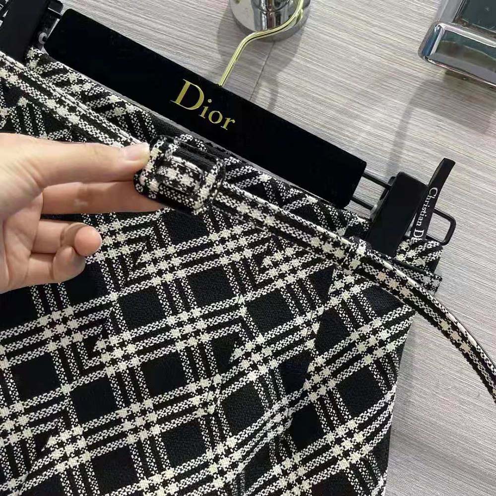 Dior Women Belted Short Skirt Black and White Check’N’Dior Virgin Wool - image 6