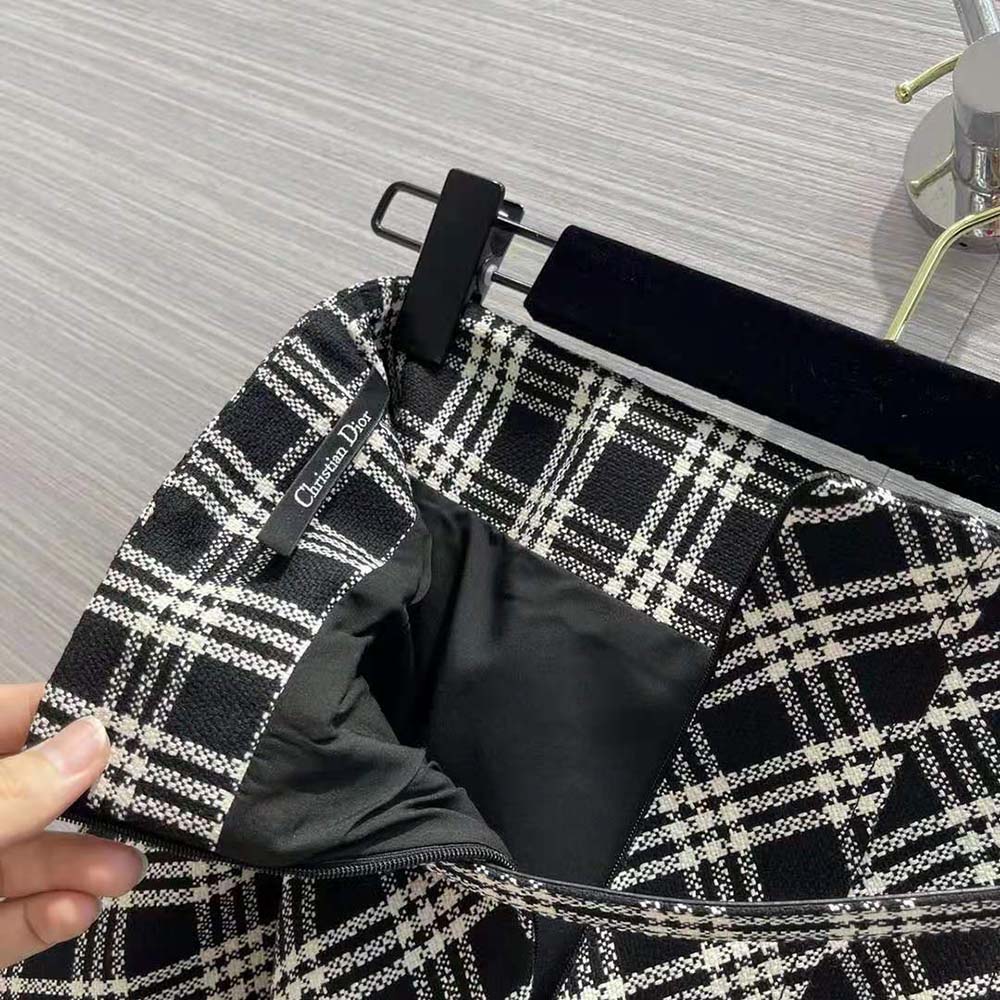 Dior Women Belted Short Skirt Black and White Check’N’Dior Virgin Wool - image 7