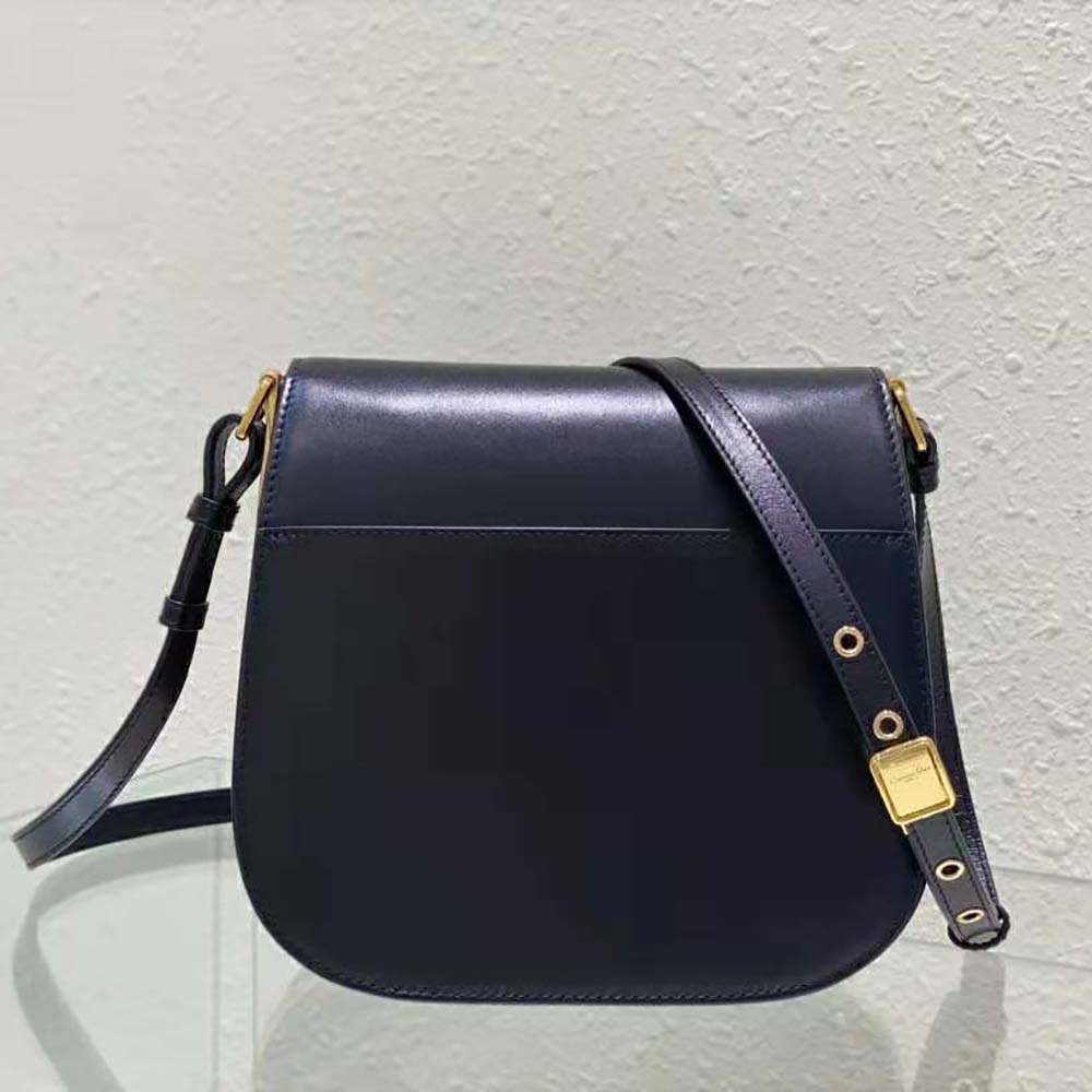 Side profile of Dior Women Bobby Frame Bag Black Box Calfskin with strap detail