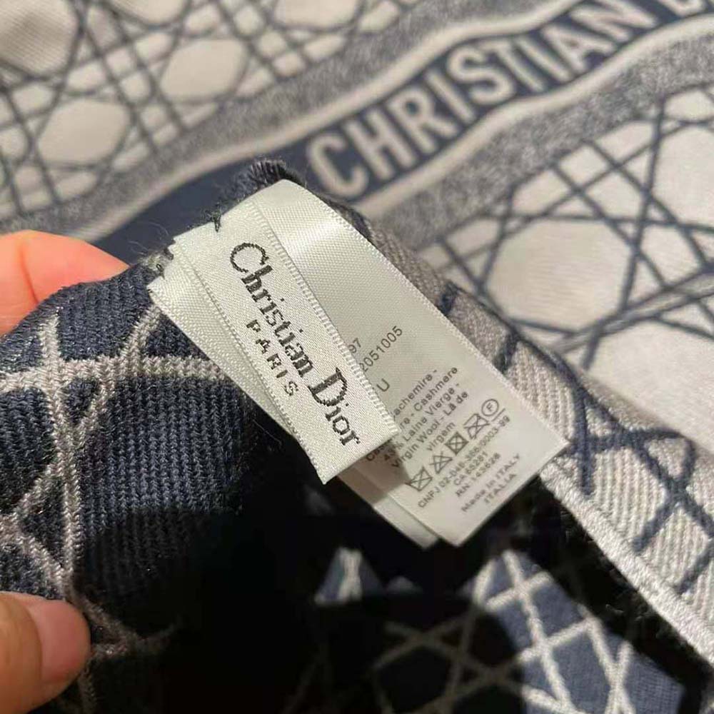 Dior Women Cannage Scarf Navy Blue and Gray Cashmere and Virgin Wool - image 7