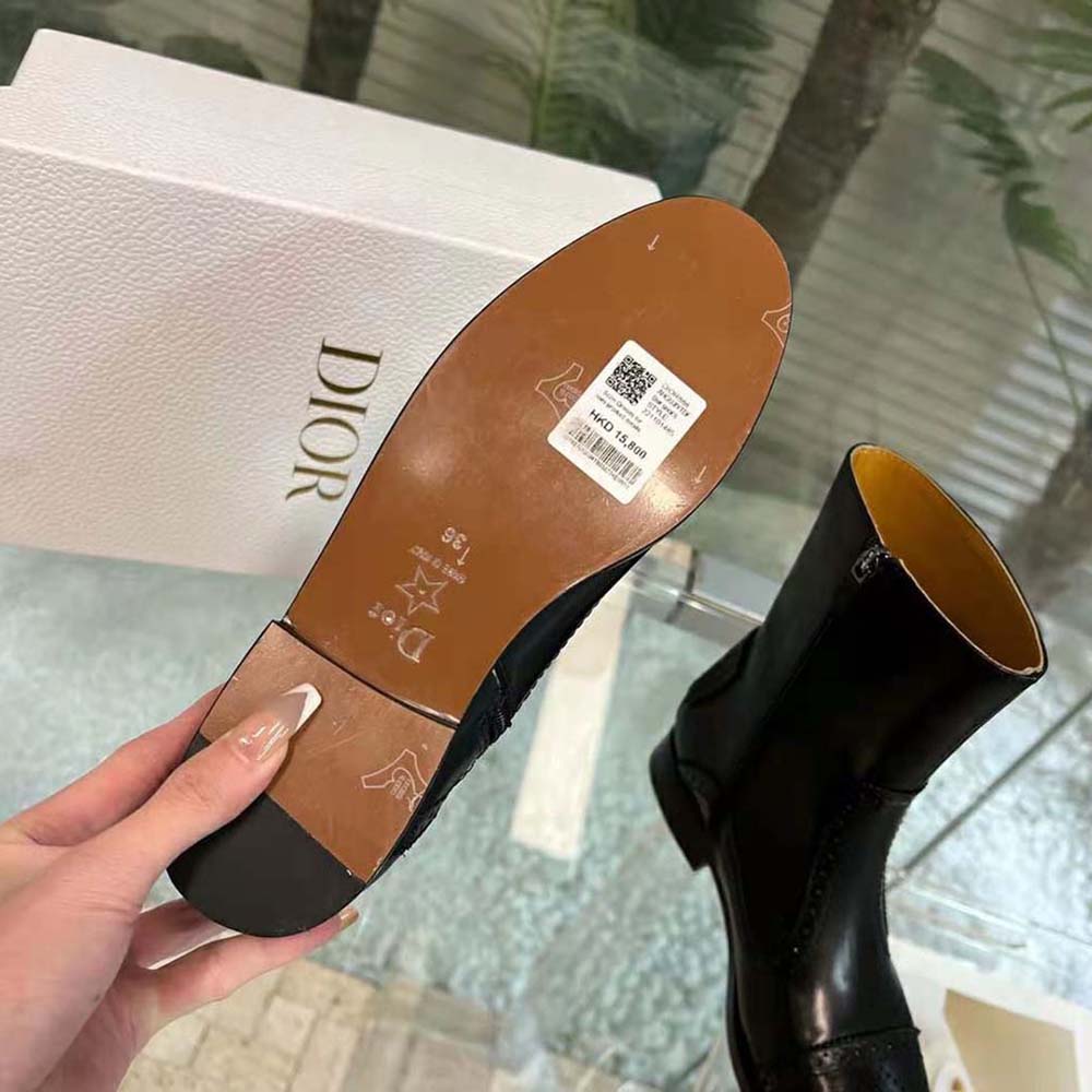 Dior Women D-Folk Heeled Ankle Boot Black Perforated Calfskin - image 10