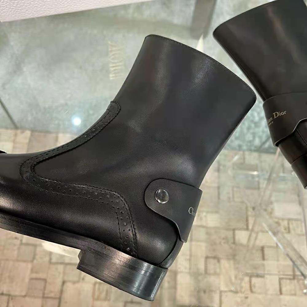 Dior Women D-Folk Heeled Ankle Boot Black Perforated Calfskin - image 8