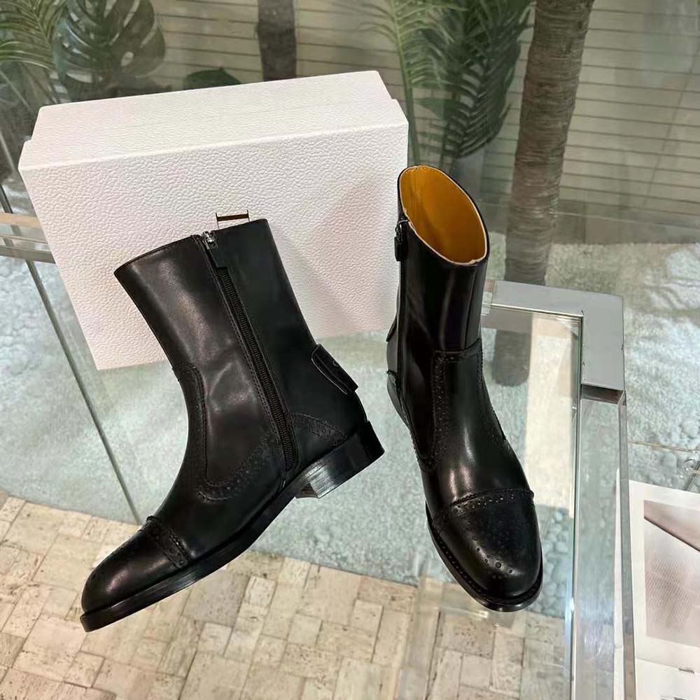 Dior Women D-Folk Heeled Ankle Boot Black Perforated Calfskin - image 6