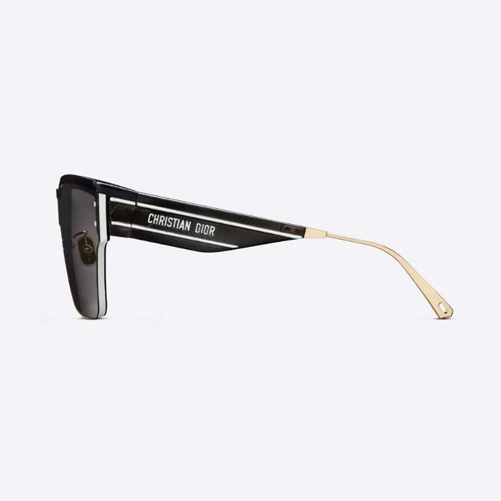Side angle showcasing oversized mask silhouette of Dior Women DiorClub M4U Gray Mask Sunglasses