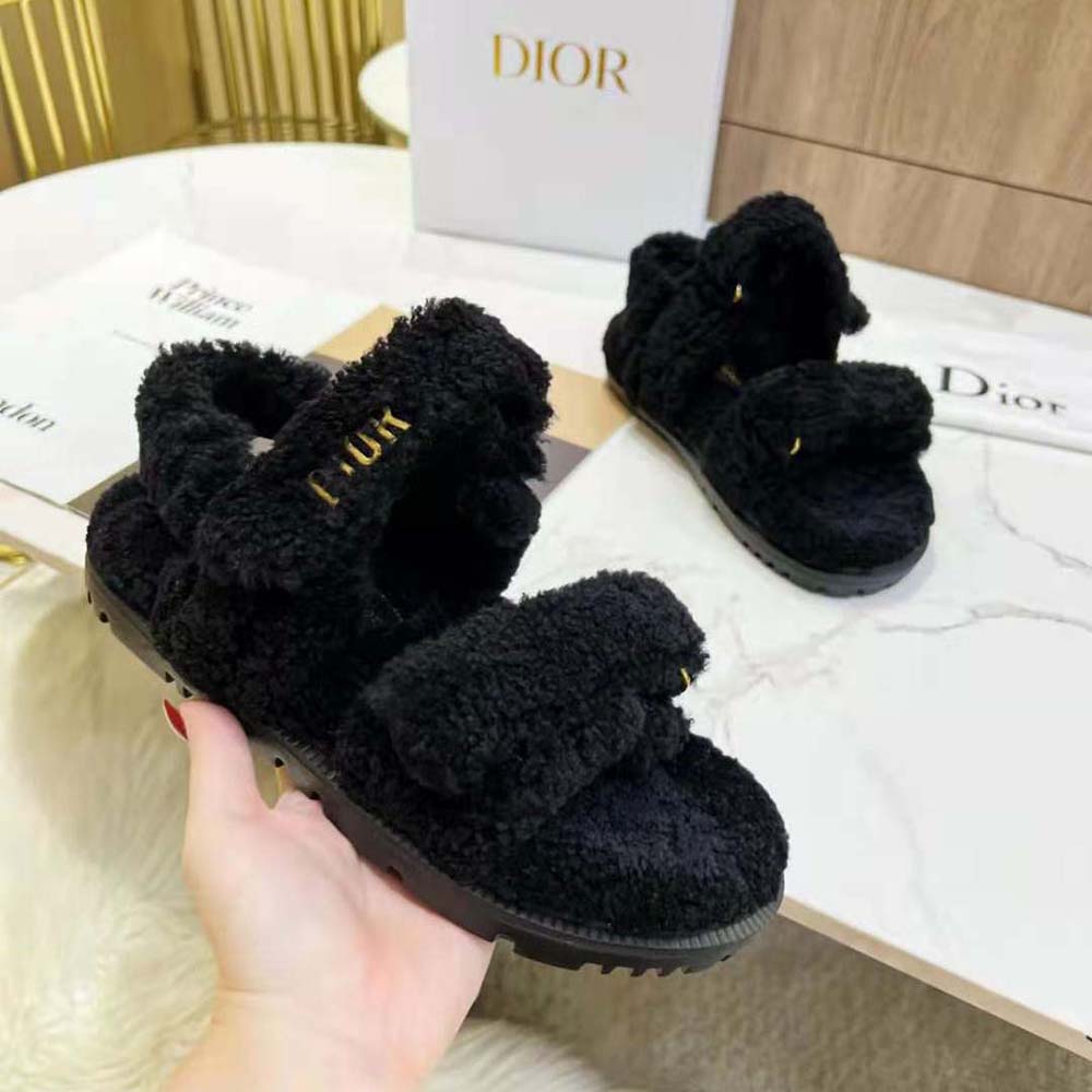 Dior Women Dioract Sandal Black Shearling - image 4