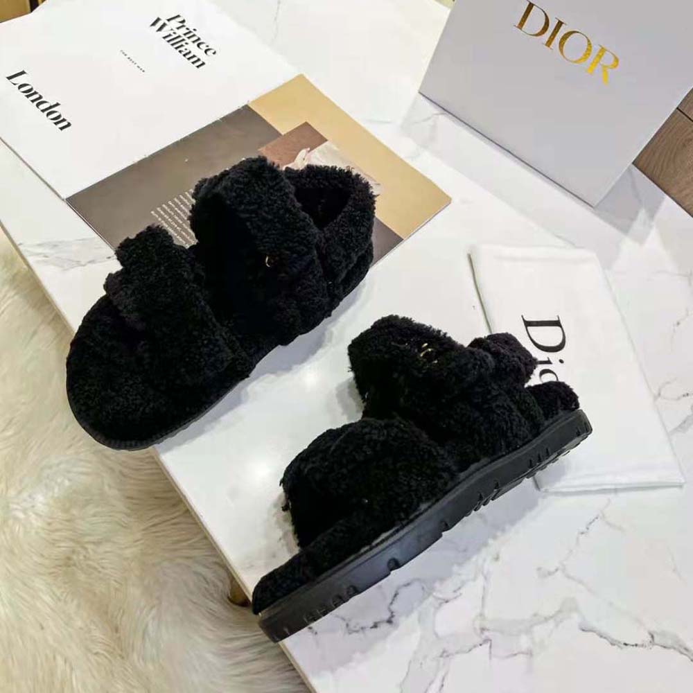 Dior Women Dioract Sandal Black Shearling - image 5