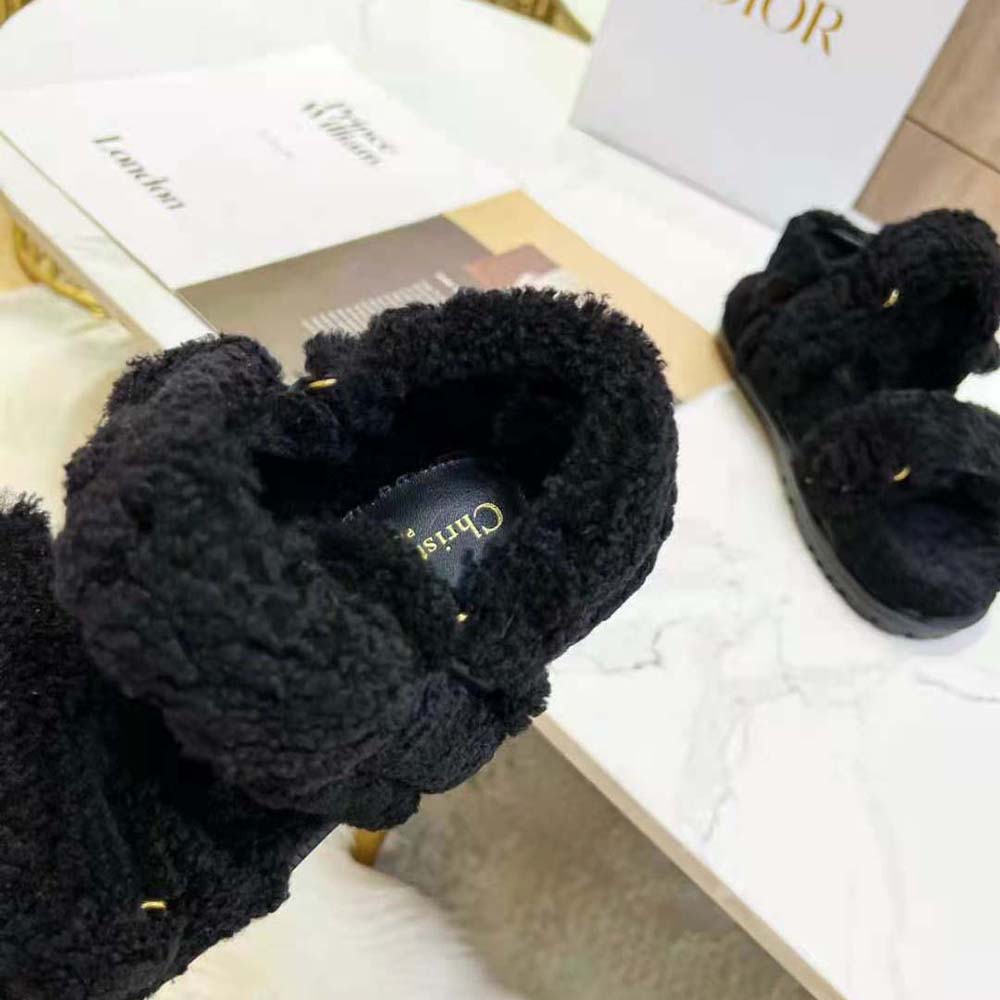 Dior Women Dioract Sandal Black Shearling - image 6