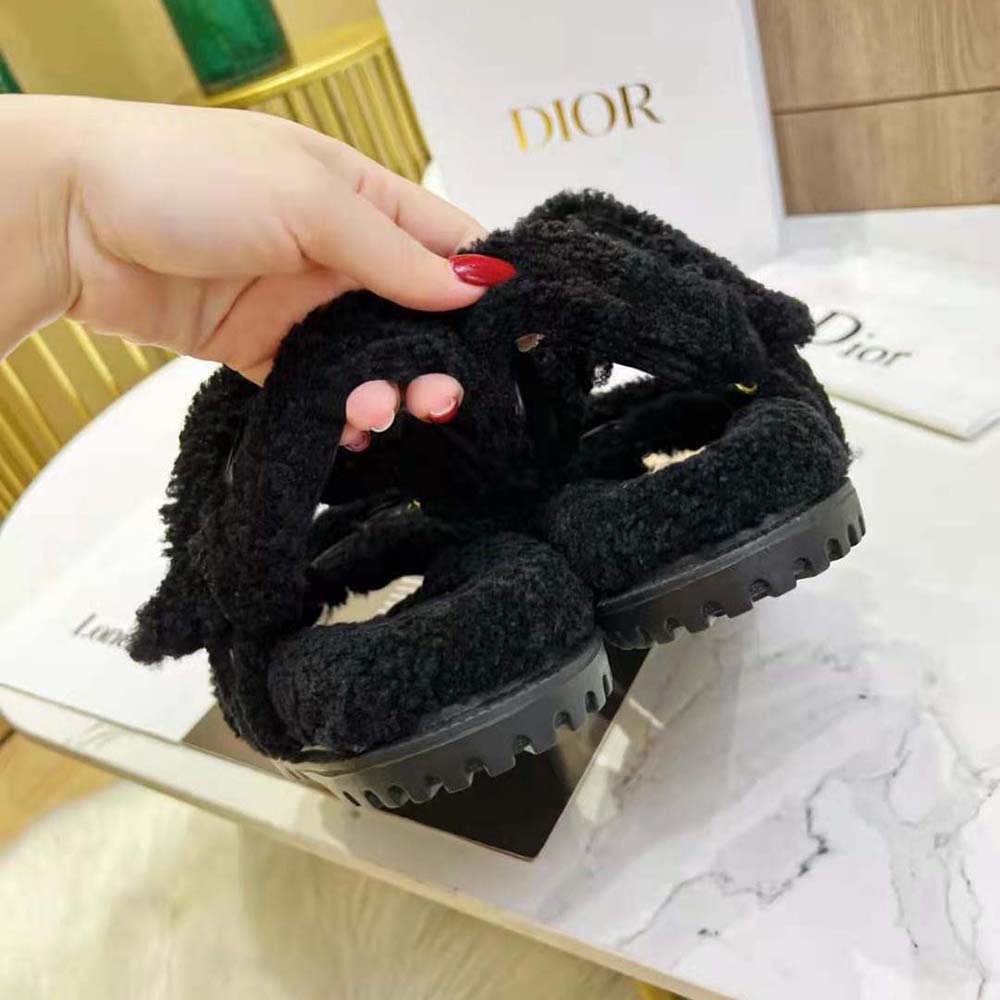 Dior Women Dioract Sandal Black Shearling - image 8