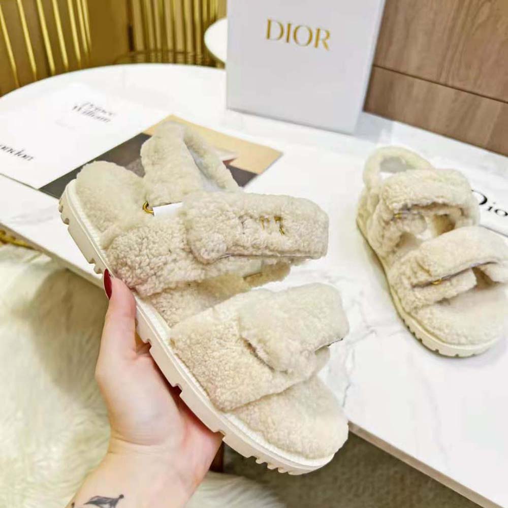 Dior Women Dioract Sandal White Shearling - image 5