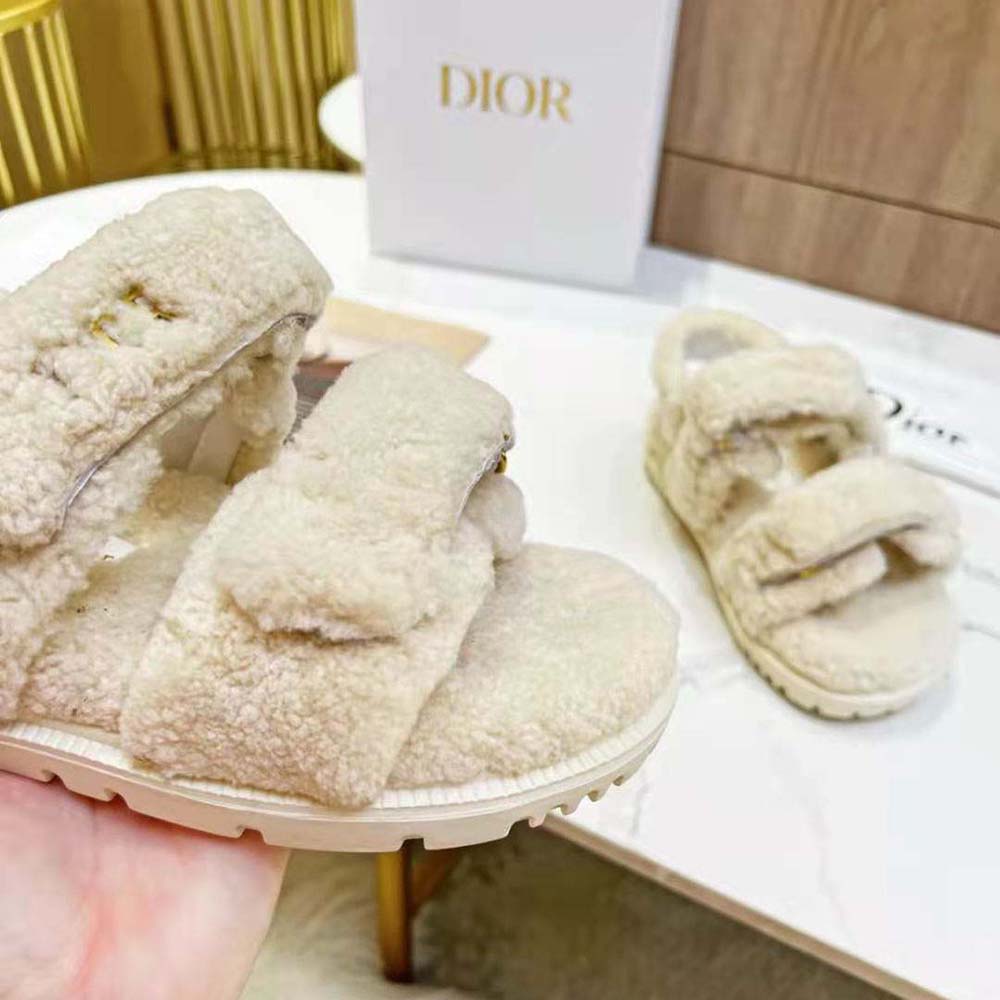 Dior Women Dioract Sandal White Shearling - image 4