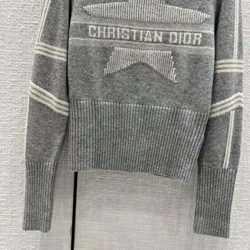 Dior Women Dioralps Stand-Collar Sweater Gray and White Three-Tone Dior Star Wool and Cashmere Knit - image 9