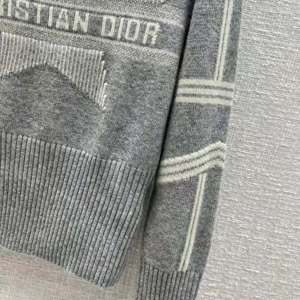 Dior Women Dioralps Stand-Collar Sweater Gray and White Three-Tone Dior Star Wool and Cashmere Knit - image 8