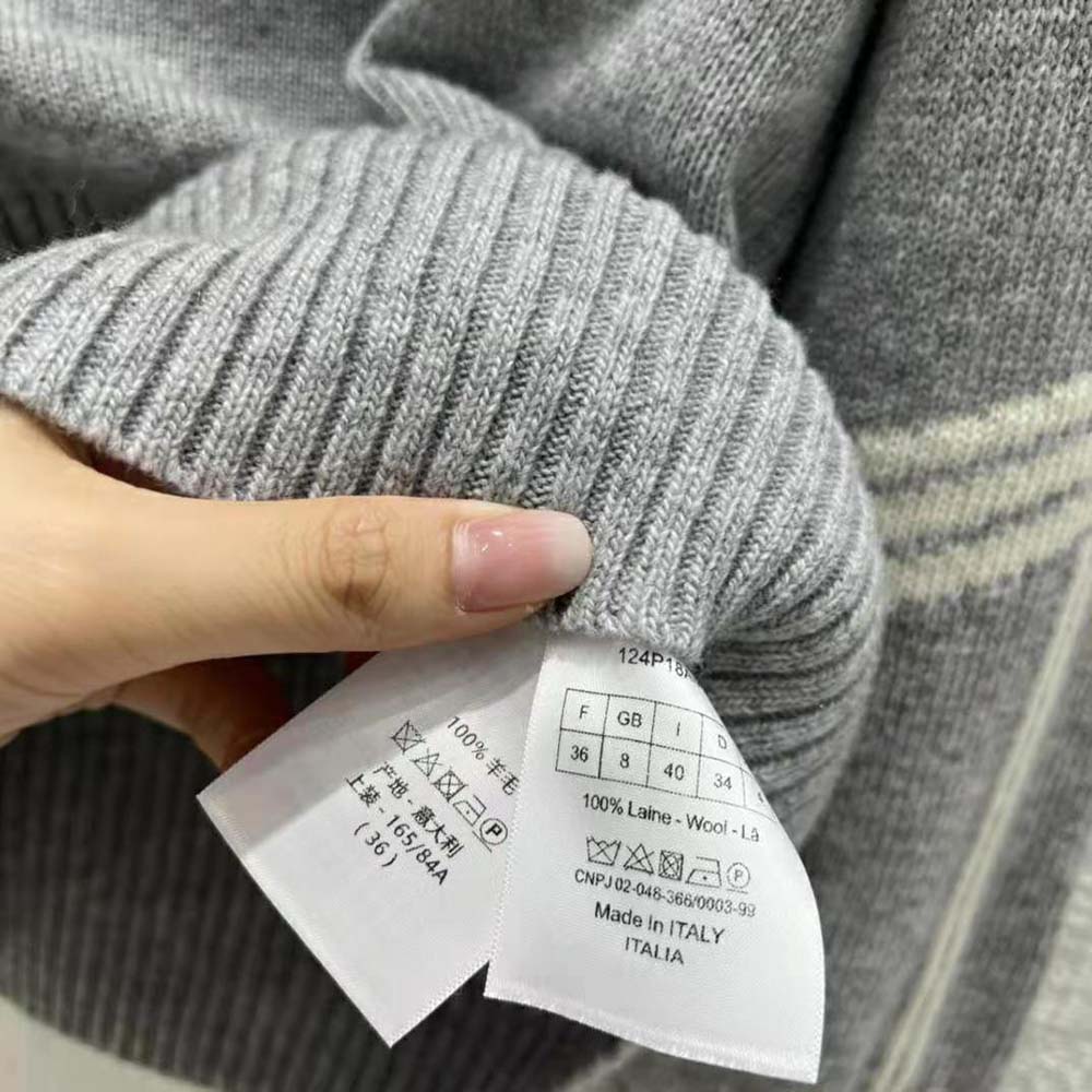 Dior Women Dioralps Stand-Collar Sweater Gray and White Three-Tone Dior Star Wool and Cashmere Knit - image 10