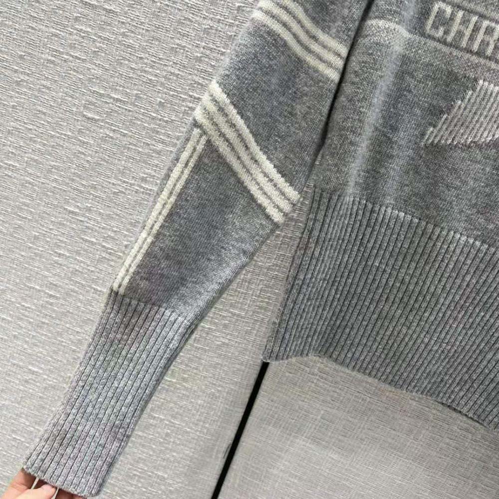Dior Women Dioralps Stand-Collar Sweater Gray and White Three-Tone Dior Star Wool and Cashmere Knit - image 7