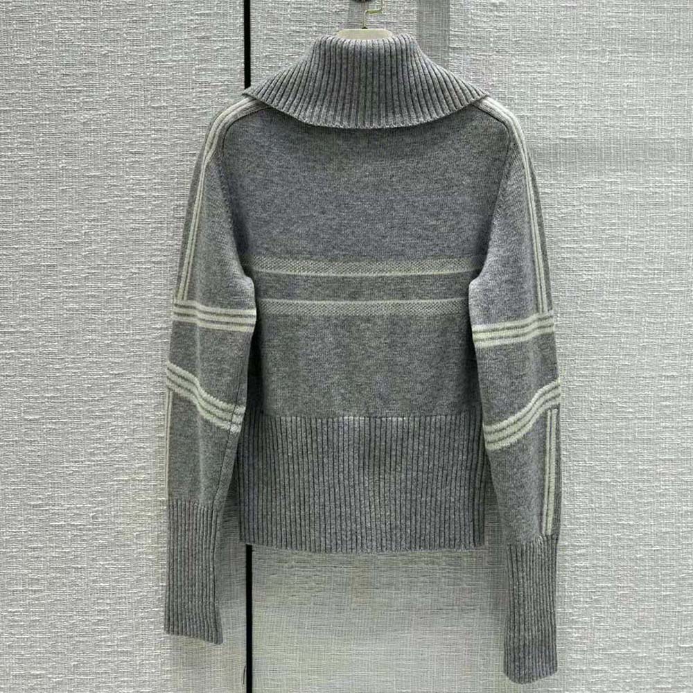 Side angle showing relaxed fit of Dior Women Dioralps sweater