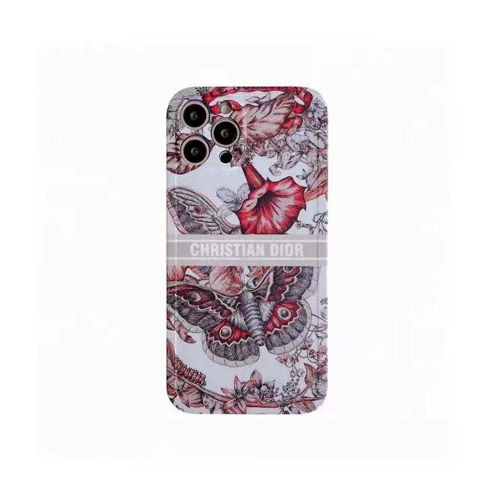 Front view of Dior Women Diortravel Cover for Apple iPhone in pink calfskin