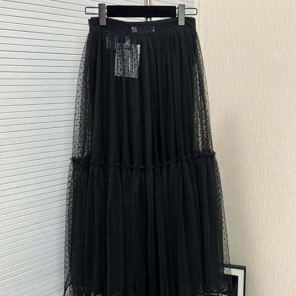 Side angle showing flare and length of Dior Women Flared Mid-Length Skirt