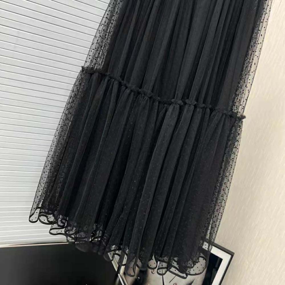 Dior Women Flared Mid-Length Skirt Black Plumetis Tulle - image 7