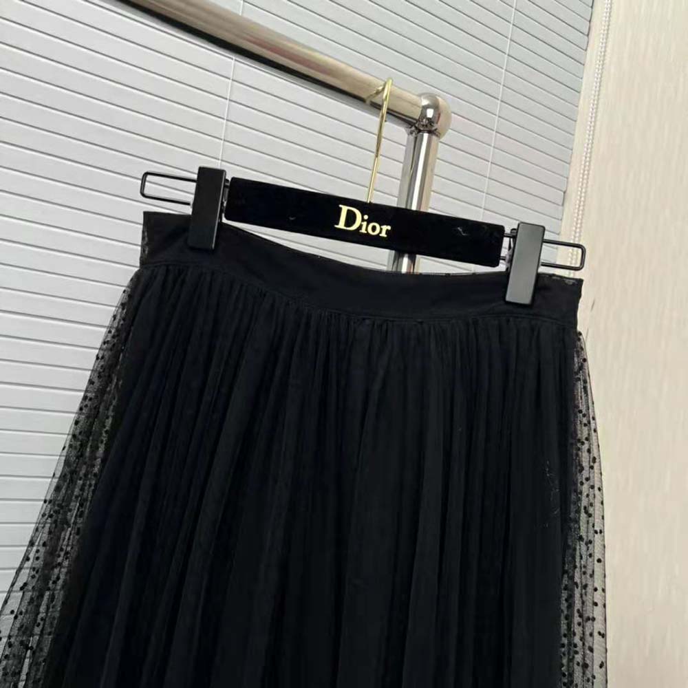 Dior Women Flared Mid-Length Skirt Black Plumetis Tulle - image 6