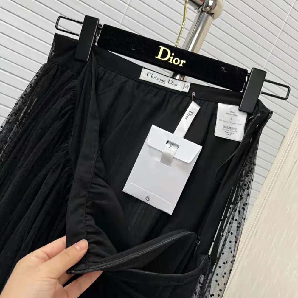 Dior Women Flared Mid-Length Skirt Black Plumetis Tulle - image 9