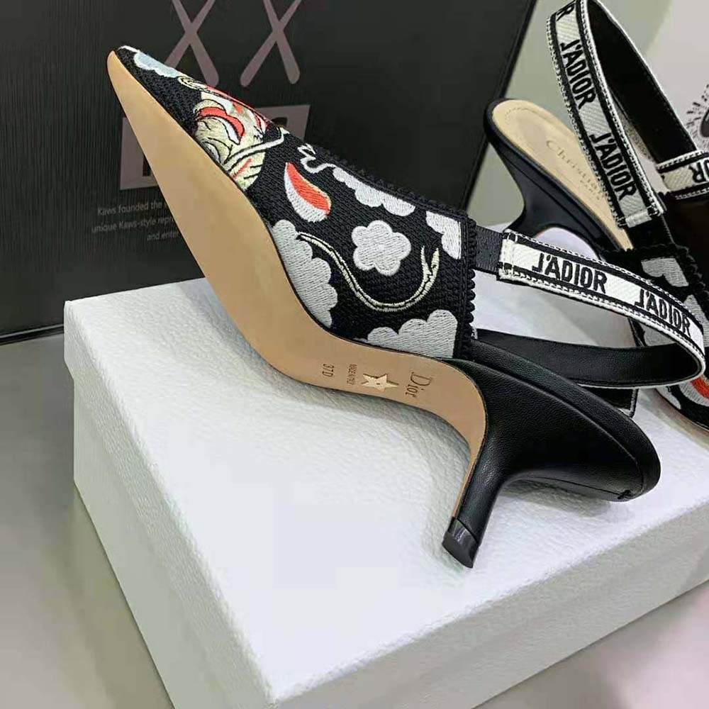 Dior Women J’adior Slingback Pump Black Multicolor Embroidered Cotton with Toile de Jouy Pop Motif - image 10