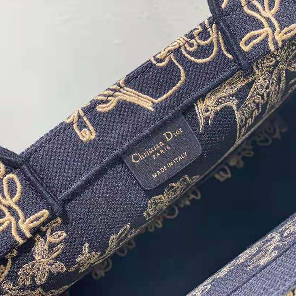 Dior Women Large Dior Book Tote Black Dior Jardin D’Hiver Embroidered Cotton with Velvet and Metallic Thread - image 9