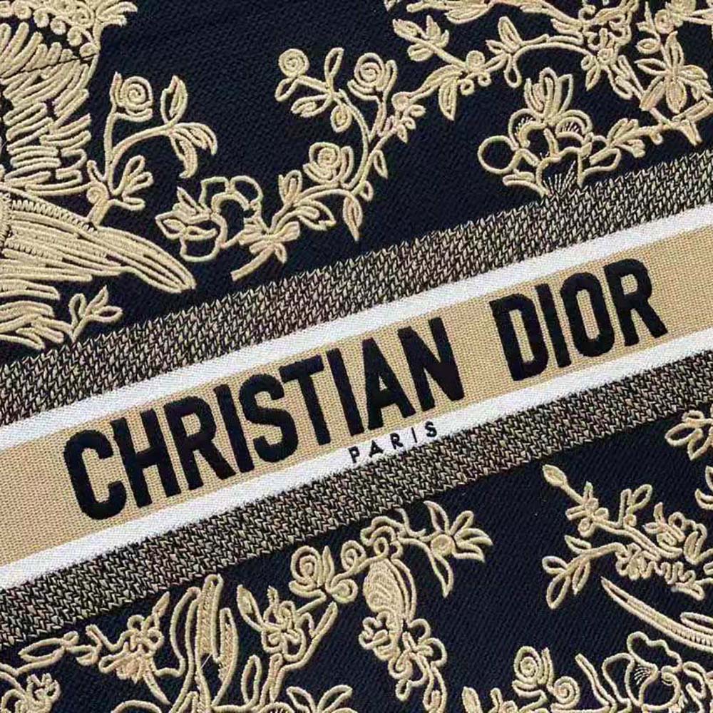 Dior Women Large Dior Book Tote Black Dior Jardin D’Hiver Embroidered Cotton with Velvet and Metallic Thread - image 8