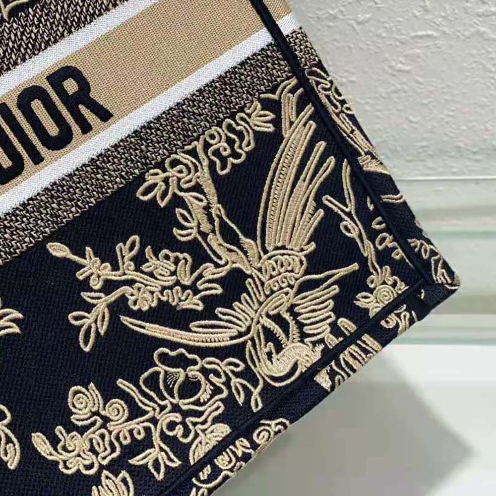 Dior Women Large Dior Book Tote Black Dior Jardin D’Hiver Embroidered Cotton with Velvet and Metallic Thread - image 7