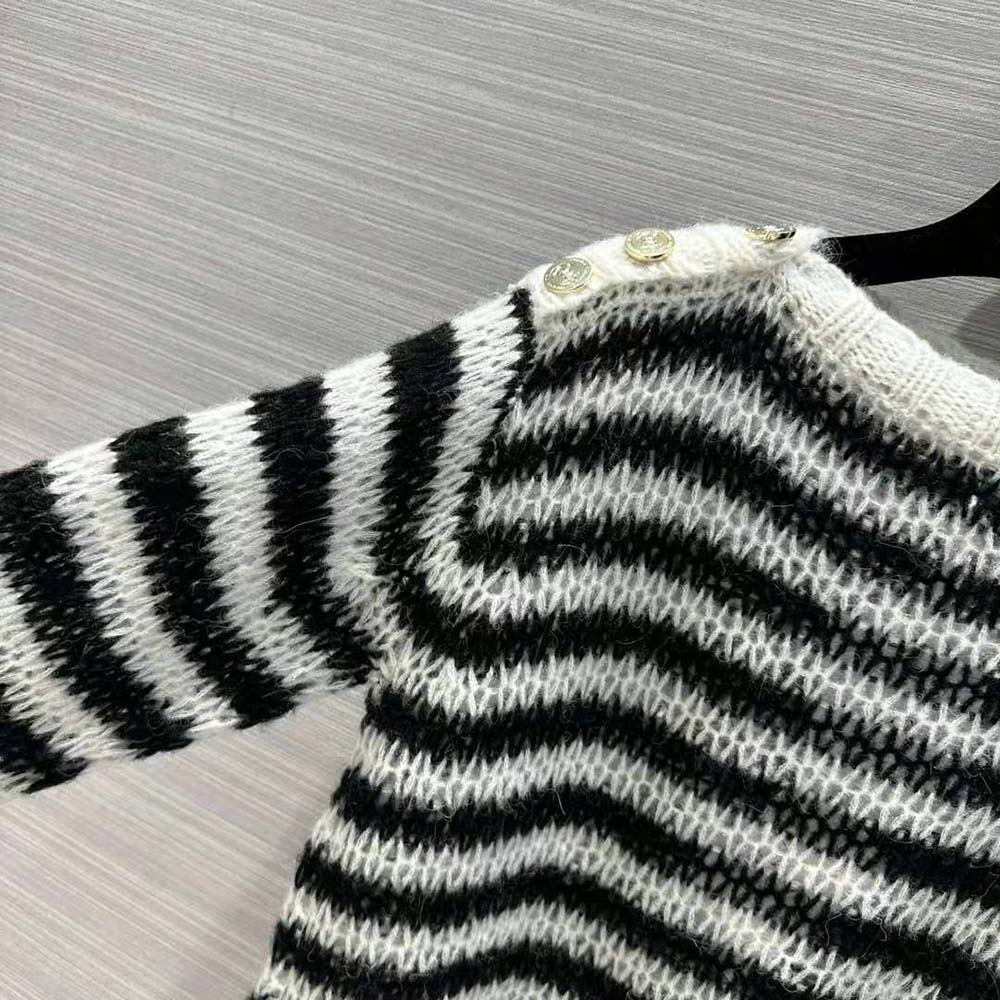 Dior Women Marinière Sweater Navy Blue and Ecru Wool Cashmere and Silk Knit with D-Stripes Motif - image 8