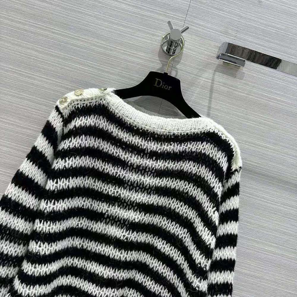 Dior Women Marinière Sweater Navy Blue and Ecru Wool Cashmere and Silk Knit with D-Stripes Motif - image 4