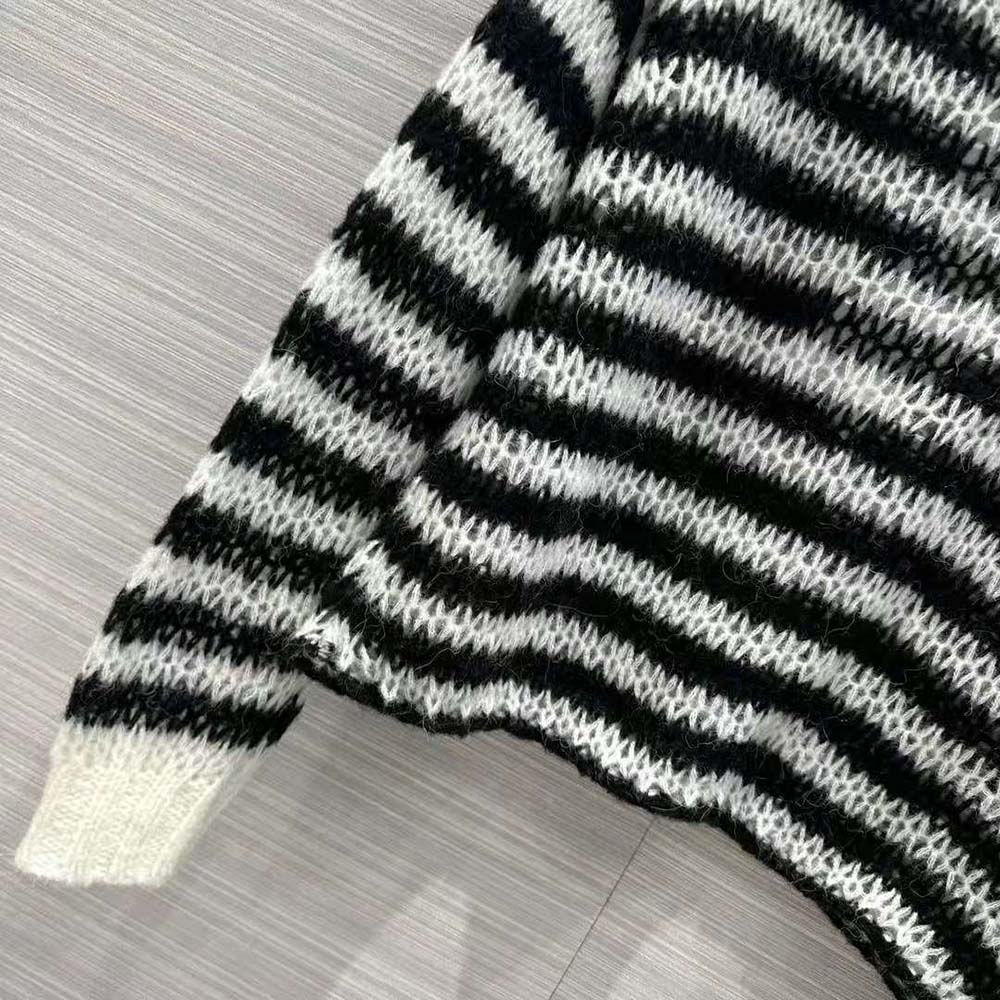 Dior Women Marinière Sweater Navy Blue and Ecru Wool Cashmere and Silk Knit with D-Stripes Motif - image 7