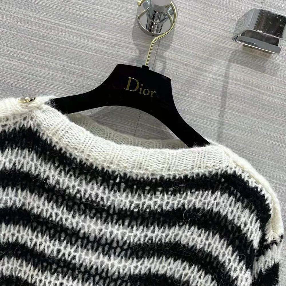 Dior Women Marinière Sweater Navy Blue and Ecru Wool Cashmere and Silk Knit with D-Stripes Motif - image 5