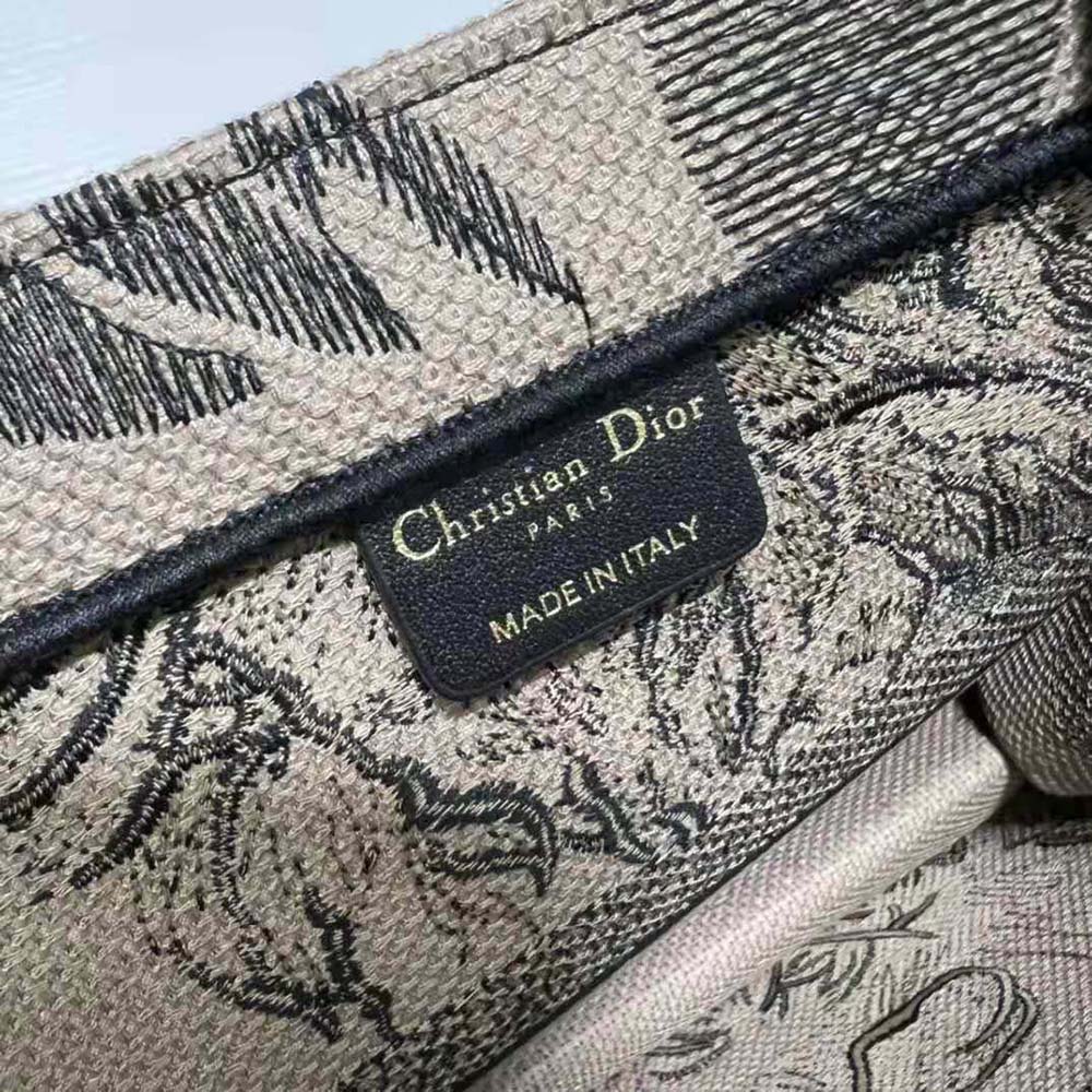 Dior Women Medium Dior Book Tote Brown and Black Macro Toile de Jouy Tiger Embroidery - image 10
