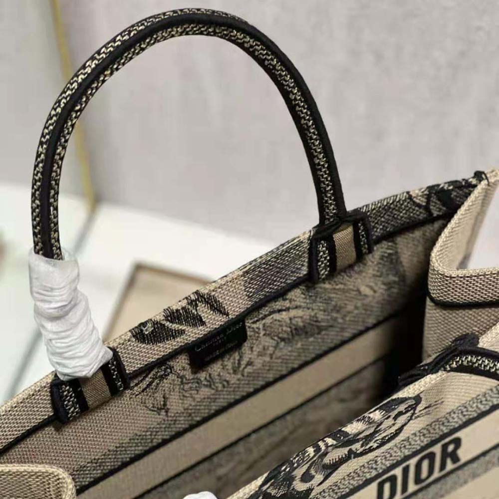 Dior Women Medium Dior Book Tote Brown and Black Macro Toile de Jouy Tiger Embroidery - image 9