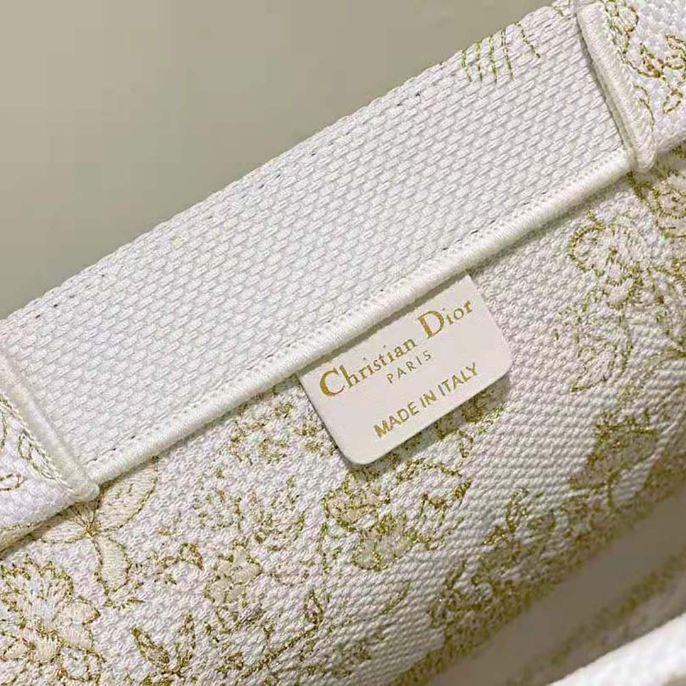 Dior Women Medium Dior Book Tote Dior Jardin D’Hiver Embroidery with Gold-Tone Metallic Thread - image 6